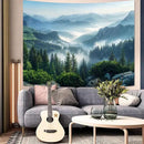 AMM Nature Forest Mountain Tapestry Green Misty Pine Tree Tapestry for Bedroom Aesthetic Foggy Woodlands Sky Landscape Tapestries Wall Hanging for Living Room Dorm 60 x 44 Inch by CozyNest Decor