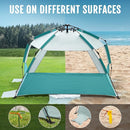 WhiteFang Deluxe Pop Up Beach Tent Sun Shade Shelter for 3-4/5-6 Person, UV Protection, Extendable Floor with 3 Ventilating Windows Plus Carrying Bag, Stakes, and Guy Lines by TinyTreasures Baby Boutique