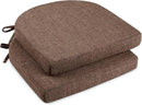 downluxe Indoor Chair Cushions for Dining Chairs, Soft and Comfortable Textured Foam Kitchen Chair Pads with Ties and Non-Slip Backing, 16" x 16" x 2", Brown, 2 Pack by CozyNest Decor
