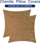 CaliTime Throw Pillow Covers Decorative 20 X 20 Inches Pack of 2 Cozy Chenille Cushion Cases for Couch Sofa Bed Living Room Home Apricot Brown by CozyNest Decor