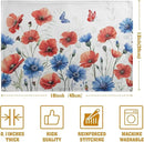4th of July Floral Placemats Set of 4 Patriotic Summer Red Blue Flowers Linen Fabric Table Mats America Memorial Day Independence Day Place Mats for Party Kitchen Dining Decoration by CozyNest Decor