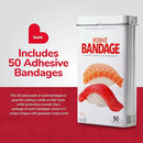BioSwiss Bandages, Sushi Shaped Self Adhesive Bandage, Latex Free Sterile Wound Care, Fun First Aid Kit Supplies for Kids, 50 Count by TinyTreasures Baby Boutique
