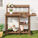 SERWALL Potting Bench Outdoor Potting Table with Sink, HDPE Potting Benches for Outside Gardening Table All Weather Use- Brown by GreenHaven Gardens