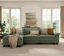 LINSY HOME Modular Sectional Sofa - 123'' Oversized Corduroy Cloud Couch L Shaped Couch with Movable Ottoman Soft Modern Comfy Sofa for Living Room Apartment Office, Green by CozyNest Decor