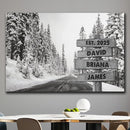 Personalized Father's Day Family Names Street Custom Multi-Name Date of Birth Vintage Street Sign Happy Fathers Day Poster Canvas Wall Art Best Gifts for Dad Husband from Daughter Son Wife Kids
