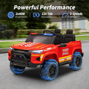 12V 7Ah Electric Fire Truck Ride-On Toy for Big Kids, 2 Seater Kids Ride on Car SUV w/Remote Control, Bluetooth - Red by TinyTreasures Baby Boutique