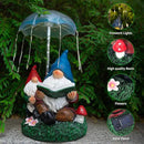 mopha Garden Gnomes Statues Outdoor Decor Gifts, Resin Figurines Outside Decoration Ornaments Clearance Gardening Decoration, Solar Powered Umbrella Fireworks Lights by GreenHaven Gardens