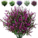 8 Pack Artificial Plants Flowers Grass Shrubs Lavender No Fade Faux Plastic Flowers Outdoor for Farmhouse Garden Porch Patio Indoor Wedding Decoration Greenery Fake Plants uv Resistant by GreenHaven Gardens