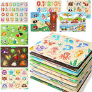 GRINNNIE 9 Pack Montessori Toddler Puzzle for 3 4 5 Years Old, Wooden Learning Puzzle for Toddlers 3-5, Animal, Alphabet, Number, Shape Peg Puzzles Set, Great Birthday for Boys Girls by TinyTreasures Baby Boutique