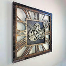 The Gears Clock 24'' Inch Square Real Moving Gear Wall Clock Vintage Industrial Oversized Rustic Farmhouse (Vintage Black) by CozyNest Decor