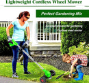 Electric Weed Wacker Eater Cordless Battery Powered, Weed Trimmer 21V Lightweight No-String with 2 Battery Operated & Wheels, 3 in 1 Stringless Grass Trimmer/Edger/Brush Cutter for Garden Yard Lawn by GreenHaven Gardens