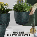 Plant Pots 10/9/8/7.5/7 inch Set of 5,Flower Pots with Multi Mesh Drainage Holes, Large Planters for Indoor Outdoor Garden Plants and Flowers. (Green Speckles) by GreenHaven Gardens
