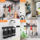 Garage Tool Organizer Wall Mount, Yard Garden Tool Organizer, Adjustable Tool Storage Rack with 4 Heavy Duty Steel Hooks, Max Load 200lbs Garage Organization, Black by GreenHaven Gardens