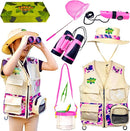 Bug Hunting Kit, Pink Safari Vest, Hat, Binoculars, Lg. Butterfly Net, Bug Container, Whistle, Flashlight, Magnifier, Thermostat, Compass, Age 3+ by TinyTreasures Baby Boutique