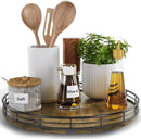 Lazy Susan Turntable Organizer for Table Top, 12’’ Round Wooden Lazy Susan for Cabinet Kitchen Countertop Pantry Dining Coffee Table for Condiments Spices, Rustic Bathroom Vanity Tray for Soap Candle by CozyNest Decor