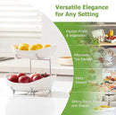 HBlife Fruit Bowl for Kitchen Counter - 2 Tier Ceramic Fruit Bowl with Metal Stand, Tiered Fruit Basket for Kitchen Counter, Serving Platters Serving Trays for Party by CozyNest Decor