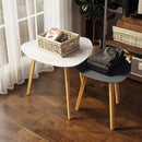 BAMEOS Bamboo Nesting Triangle End Table,Set of 2 Coffee Table Modern Minimalist Side Table for Living Room, Balcony in White & Grey by CozyNest Decor