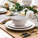 GBHOME Ceramic Dinnerware Sets,12 pcs Embossed Elegant Stoneware Plates and Bowls Sets, Housewarming Wedding Gift | Dishwasher & Microwave Safe | Dishes Set Service for 4 by CozyNest Decor