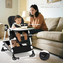 Kinder King Convertible Baby High Chair, Adjustable Feeding Chair for Babies and Toddlers with Removable Double Tray, Simple Compact Fold for Space-Saving, 2 Built-in Wheels, Easy to Clean, Black by TinyTreasures Baby Boutique