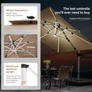 PURPLE LEAF 10 Feet Double Top Deluxe Solar Powered LED Square Patio Umbrella Offset Hanging Umbrella Outdoor Market Umbrella Garden Umbrella, Beige