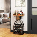 IBUYKE Wine Rack Freestanding Floor,Wine Storage 15 Bottles Bottle Rack with Glass Holders, Mini Bar Wine Cabinet with Storage Drawer for Home Bar Kitchen Dining Room,Rustic Brown,UTMJ908H by CozyNest Decor