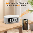 JALL Fabric Alarm Clock for Bedroom, with Big Led Screen Display, Bluetooth Stereo Sound Speaker, FM Radio, Fast Wireless Charging, USB Charging Port, Nightlight, White Noise, Ideal for Gift, Gray by TinyTreasures Baby Boutique