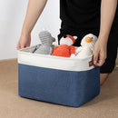 DULLEMELO Fabric Storage Bins, Foldable Storage Baskets for Organizing, Empty Gift Baskets (3-Pack Medium-15 inch X 11 inch X 9.5 inch , White&Blue) by TinyTreasures Baby Boutique