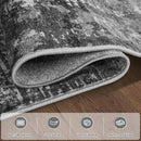 5x7 Area Rugs for Living Room Rug Washable: Modern Rug for Dining Room Bedroom Carpet Non Slip Low Pile 5 by 7 Indoor Abstract Nursery Home Office Black Grey by TinyTreasures Baby Boutique
