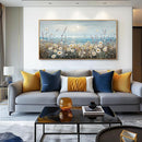 PHAOHUAXM Large Canvas Wall Decoration For Living Room Wall Art For Bedroom Office Decorations Blue Ocean Paintings Flowers Watercolour Wall Pictures Canvas Artworks Home Decor Wood Framed 24x48 In by CozyNest Decor