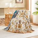 Fall Throw Blanket for Couch, Brown Boho Decorative Throw Blanket, 100% Cotton Muslin Breathable Woven Farmhouse Blankets Quilt, 50"x60" Reversible Lightweight Blankets Bohemian Throw Quilt by CozyNest Decor