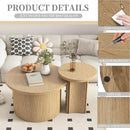 Set of 2 Nesting Coffee Tables Farmhouse,Round Coffee Table Living Room,Wood Finish Coffee Table Set, Small Coffee Tables, Sofa Side Living Room Bedroom Coffee Side Table (Large Size - Set) by CozyNest Decor