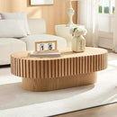 43.7" Oval Coffee Table for Living Room,Modern Handcraft Drum Coffee TableSmall Wooden Coffee Table with Sturdy Pedestal Easy Assembly for Office-Natural by CozyNest Decor