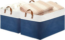 DULLEMELO 2-Pack Extra Large Blanket Basket Fabric Storage Baskets with Handles, Canvas Storage Baskets for Organizing Shelves Closet Toys Books, 22 x 15 x 13 inches(White&Blue) by TinyTreasures Baby Boutique