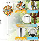 Wind Spinners for Yard and Garden - Wind Sculptures & Spinners 75 in Garden Kinetic Art with Solar Powered Multi-Color Glass Ball Light - Gradient Brown by CozyNest Decor