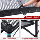 Folding Grill Table, 3x2 FT Portable Camping Table with 2 Wing Panels, Height Adjustable Metal Tables with Mesh Desktop and Mesh Bag, Outdoor Furniture for Camping, Picnic, Beach and BBQ, Black by GreenHaven Gardens