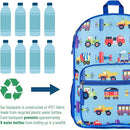 Wildkin ECO rPET Kids Backpack – Recycled, Padded, Adjustable for School & Travel – Trains, Planes & Trucks by TinyTreasures Baby Boutique