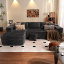 ovios 104" Cloud Sectional Couch with L-Shape Chaise,Modern Modular Sofa with Deep Seat, Upholstered Couches for Living Room Bedroom,No Assembly Required, Grey (Plush Corduroy Fabric) by CozyNest Decor