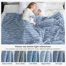 Cozy Bliss Faux Fur Throw Blanket for Couch, Cozy Warm Plush Striped Blanket for Sofa Bedroom Living Room,50 * 60 Inches Light Blue by CozyNest Decor