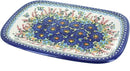 Blue Rose Polish Pottery Garden of Blue Large Rectangular Serving Platter by CozyNest Decor