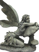 16-1/2-Inch Tall Green Fairy on Mushroom by GreenHaven Gardens