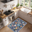 Floral 2x3 Area Rug Machine Washable Soft Print Boho Carpet Non Slip Doormat Low Pile Flower Area Rugs for Living Room Bedroom Nursery Kitchen Dining Room Indoor-Blue/Grey by TinyTreasures Baby Boutique