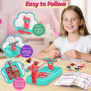 Friendship Bracelet Making Kit, Arts and Crafts Loom Bracelet Maker for Kids, Jewelry String Making supplies with 3 Thread Styles & 6 Bead Types, Christmas Birthday Gifts for Girls Ages 6 7 8 9 10+ by TinyTreasures Baby Boutique