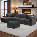 HOOOWOOO Modular Sectional Sofa,6 Pieces Sectional Couches for Living Room,131X66 L Shaped Cloud Couch with Ottoman Chaise Set(Grey Velvet Corduroy) by CozyNest Decor