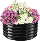 17" Tall Elevated Round Metal Rised Garden Bed- 2.7'x2.7' in Size and 0.8MM Thick Durable Planter Box for Vegetables Flowers Succulent at Patio/Garden Outdoor (Black, 2.7FT Diameter) by GreenHaven Gardens