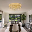 18-Light 32 inch Large Crystal Chandelier Flush Mount Ceiling Light Fixture for Living Room Dining Room Bedroom Foyer Entryway Gold Finish by CozyNest Decor