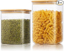 Extra Large Square Glass Flour & Sugar Storage Containers with Airtight Lids, 132oz & 63oz - 2 Pack Glass Jars with Bamboo Lids, Air tight Pantry Food Storage Containers for Cereal, Pasta, Rice by CozyNest Decor