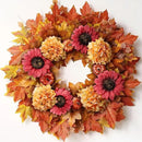 28'' Large Fall Wreath for Front Door, Porch, Window- Artificial Maple Leaves Faux Sunflower Hydrangea Pumpkins Outdoor Autumn Wreath for Home, Farmhouse Wall Thanksgiving Day Harvest Festival Decor by CozyNest Decor