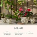 MACKENZIE-CHILDS Enamel Herb Pots, Small Plant Pots for Herbs or Flowers, Set of 3, Gray-and-White Sterling Check by CozyNest Decor