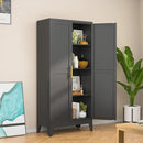 Black Metal Storage Cabinet, 48" Steel Cabinets for Home Office, Kitchen Pantry Storage Cabinet with Doors and 3 Adjustable Shelves, for Office, Home, Garage, School by CozyNest Decor