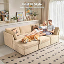 Modular Sectional Sofa, 130.7 Inch U Shaped Couch Set for Living Room, 4-Seater Comfy Cloud Couches with Two Movable Ottoman, DIY Combination, Plush Corduroy, Beige by CozyNest Decor